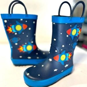 Kids Waterproof Rain Boots in Blue Rockets